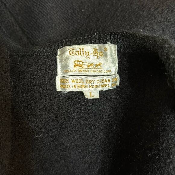 Tally Ho Black Wool Vintage Cardigan Sweater Size L - Picture 4 of 4